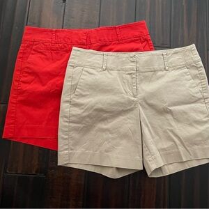 Ann Taylor Two Pair Bundle of Shorts, size 4. Red and Tan Shorts.